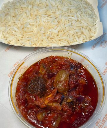 White rice & red ayamase